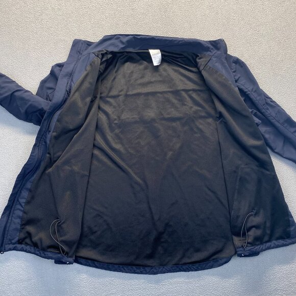 Vintage Navy SND Manufacturing Full Zip Reflective Windbreaker Jacket Men Large - Picture 6 of 9
